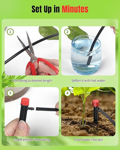 Pawfly 100 Pcs Drip Irrigation Emitters, Drip Emitters with Adjustable 360 Degree Water Flow, Garden Drippers for Plants Watering System, Sprinkler Heads for 1/4" Drip Irrigation Tubing