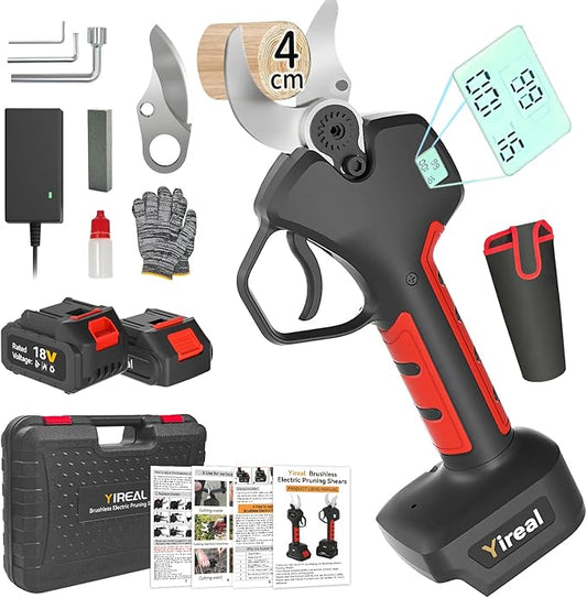 Electric pruning shears, Pruning shears, cordless rechargeable pruning shears, with a cutting diameter of 40mm, 18V compatible Comes with a 4500mAh large capacity battery, CE&PSE certified