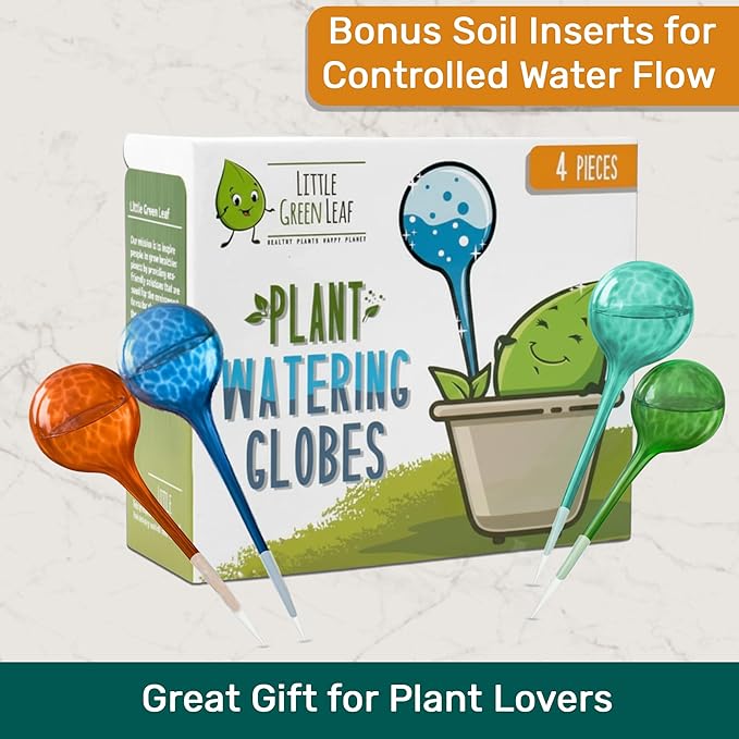 LGL Plant Watering Globes - Automatic Self Watering Globes. Decorative Self Watering Planter Inserts. Self Watering Spikes to Support Plant Health. 4 Pack x 100ml.