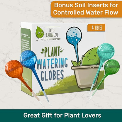 LGL Plant Watering Globes - Automatic Self Watering Globes. Decorative Self Watering Planter Inserts. Self Watering Spikes to Support Plant Health. 4 Pack x 100ml.