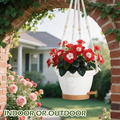 3 Pack Hanging Baskets Set, Hanging Planters for Indoor & Outdoor Plants, Self-Watering Hanging Pots with Removable Tray&Drainage Holes, Flower Pots for Home Garden Decor 10 Inch (Multicolor)