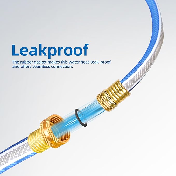 Short Leader Blue Garden Hose 3/4 in. x 3 ft.-Kink Free, Leakproof, Flexible -Heavy Duty Durable Lightweight Water Pipe for Commercial Use, Lawn Care & Equipment Connection - Male to Female Fittings