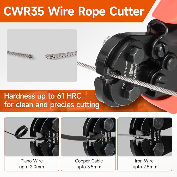 iCrimp Wire Rope Crimping Tool Kit with Wire Rope Cutter and 375pcs Sleeve Kit, Fishing Crimping Tool IWS-1608M & CWR-35, Set in Box