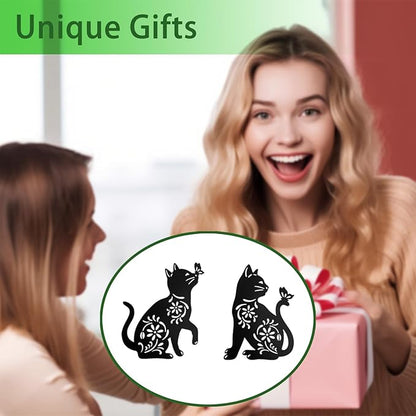 Cat Garden Decor,Metal Cat Decorative Garden Stakes for Outside,Patio,Outdoor,Charming Set of 2 Cats Yard Decor