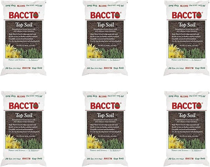 Michigan Peat 1550P Baccto Top Soil for Lawns, Gardens, and Raised Planting Beds with Reed Sedge, Peat, and Sand, 50 Pounds (6 Pack)