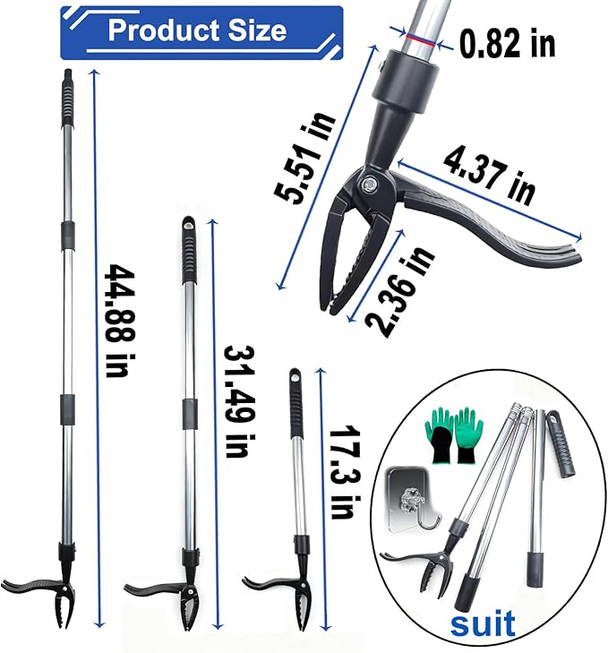 Weed Puller Tool Stand Up Weeder with Long Handle & 4-Claw Steel Head, Manual Weed Remover for Lawn and Garden, No Bend Weeding Tool