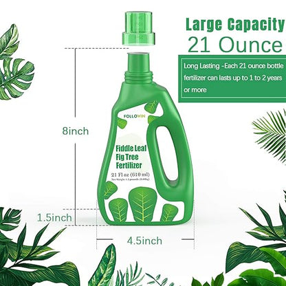 Fiddle Leaf Fig Tree Plant Food 21 oz,Liquid Houseplant Fertilizer with 3-1-2 NPK Ration for Healthy Roots,Stems and Leaves