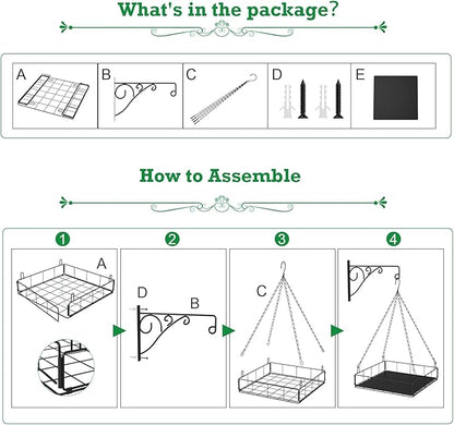 NADAMOO Hanging Planter for Indoor Plants - Wall Mount Bracket with Large Basket, Outdoor Metal Plant Hanger Holder for Window Balcony & Patio Decor