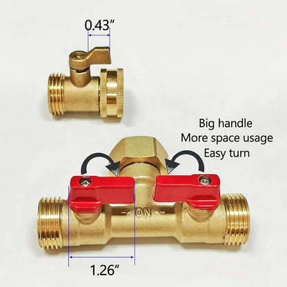 3/4" hose splitter 2 way water splitter male connectors allows you to run 2 hoses, hose quick connectors, hose spigot