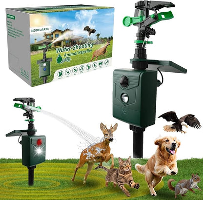 Animal Repellent – Motion-Activated Water Sprinkler Solar Powered Cat, Dog, Deer, Squirrel, Skunk Repellent for Lawn, Garden & Yard Protection