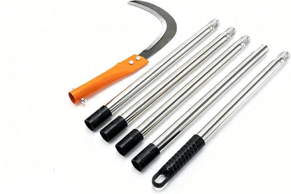 Weeding Sickle, Stainless Steel Long-Handled Lightweight Sickle, Serrated Double-Edged Steel Grass Sickle, Extended Upright Weeding Scythe, for Garden Yard Gardening Pruning