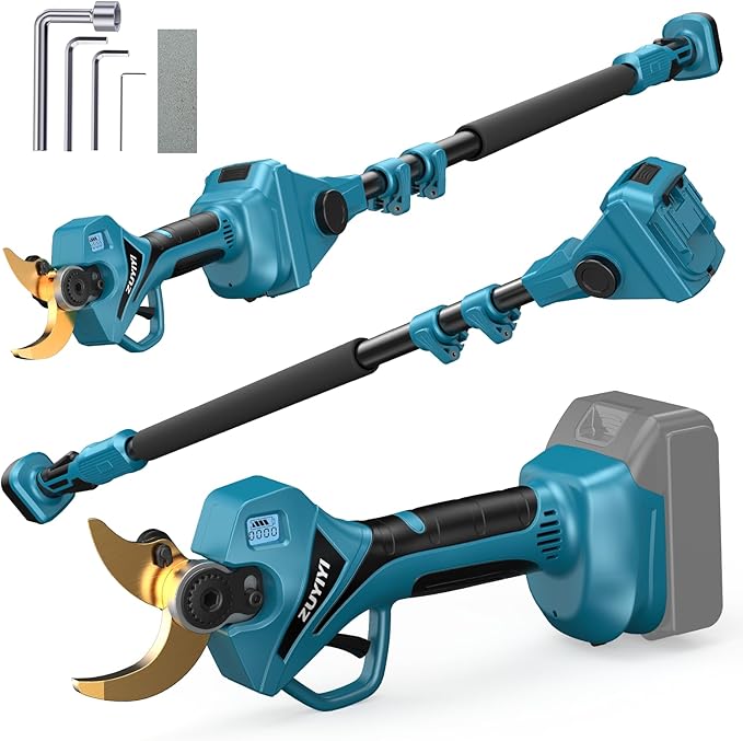 2-in-1 Cordless Pole Pruning Shears for Makita 18V Battery(NOT Included), 2.4" Cutting Diameter 14.7FT Reach Electric Power Pruner w/Extension Pole, Brushless Tree Pruner for Branch Trimming