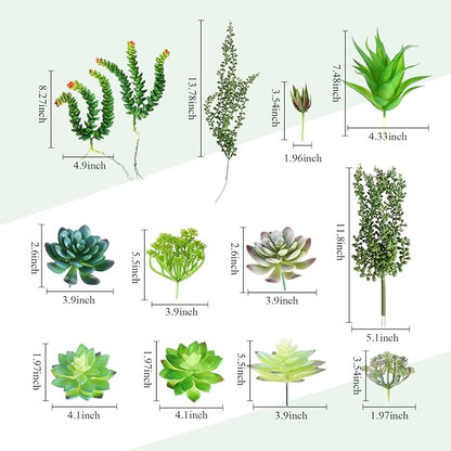 Rtteri 15 Pcs Hanging Artificial Succulents Plants for Indoor Fake Wall Planter with Faux Plants Geometric Vase Pot (8.2/5.9/4 Inch Size) Ceramic Holder and Mini Fake Succulent for Home Office(White)