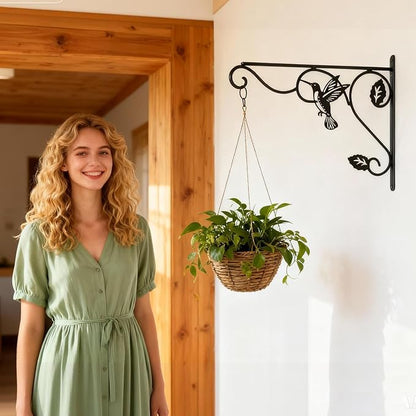 2 Packs Plant Hooks for Hanging, 12 Inch Indoor/Outdoor Metal Wall Black Hangers, Sturdy Plant Bracket for Planters, Wind Chimes, Lanterns, Bird Feeders, Garden, Home, Patio Decor