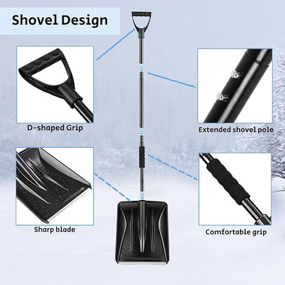 Snow Shovel, Detachable Digging Snow Shovel with D-Grip Handle Durable Beach Snow Shovels for Outdoor Yard Garden Activities