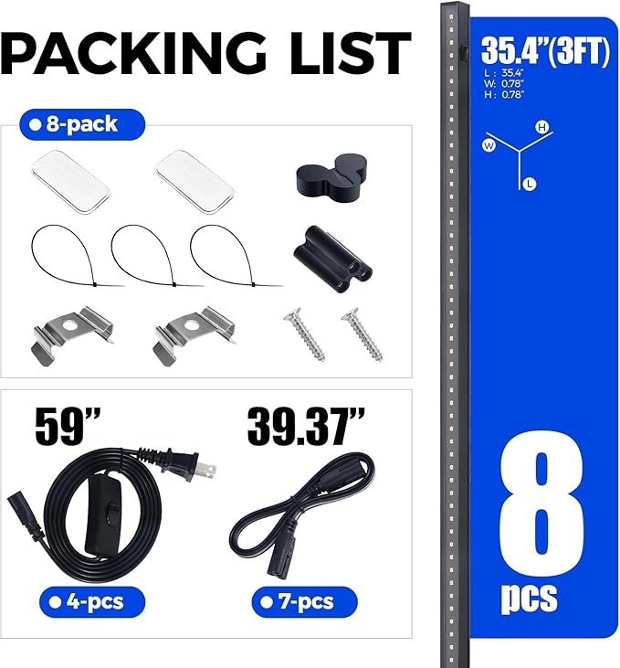 Barrina T5 Grow Lights for Indoor Plants, 3FT 128W (8 X 16W) Plant Grow Lights Indoor with Magnetic Bar, Linkable Plant Growing Lamps with Black Cover, Plug and Play, Yellow, 8 Packs