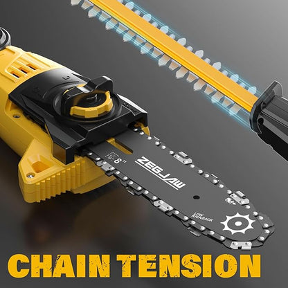Pole Saw 8-Inch Cordless Tree Trimmer and 18-Inch Pole Hedge Trimmer 2-In-1, 15-Feet Max Reach, Pole Chainsaw, Auto Oiling, with 2x3.0Ah Battery & Charger, for Tree Trimming and Shrubs Pruning