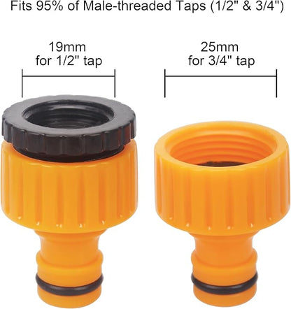 Garden Hose Connectors Fitting Set Hose Pipe Quick Connector Inlet Adapter for Reels and Carts, Water Connection, Hosepipe Fitting Fits 1/2 & 3/4 Inch Universal Tap (9 Fitting, 1 Waterstop)
