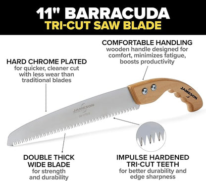 Jameson HS-11TE-SWL 11" Straight Blade Hand Saw With Wood Handle & Leather Scabbard