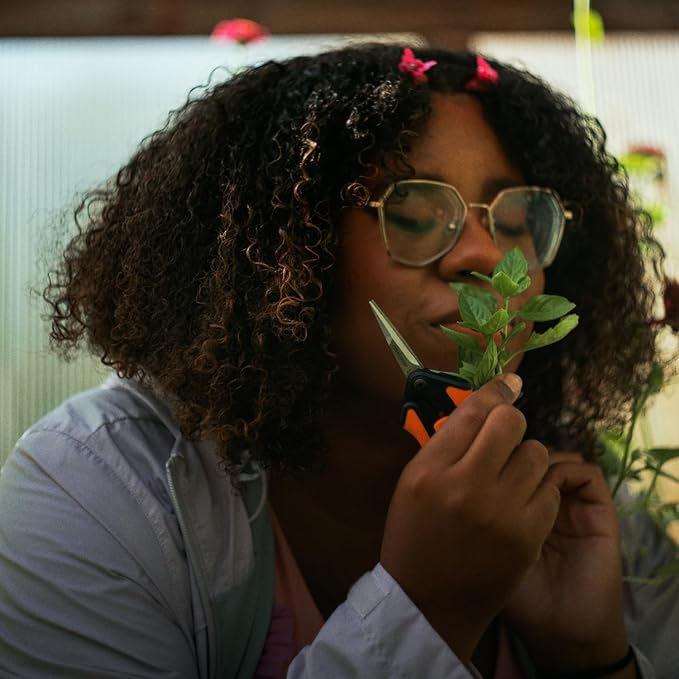 Fiskars Micro-Tip Pruning Snips - 6" Garden Shears with Sheath and Comfort Grip - Sharp Steel Blades - Quality Pruning Shears for Plants in Grow Tents and Hydroponics - Garden Tools