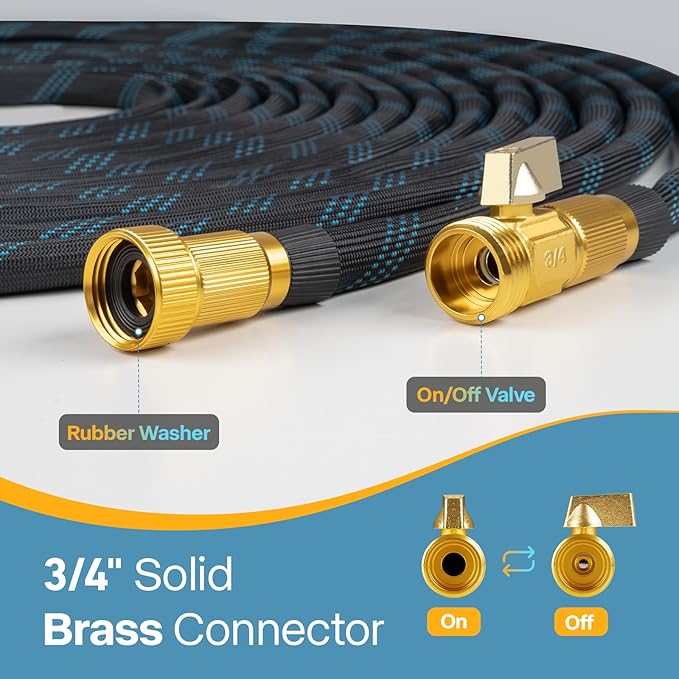 Garden Hose Flexible Water Hose with 10 Function Sprayer Leak-proof Lightweight Non-Expanding Water Pipe with Solid Fittings for Yard，RV (50FT)