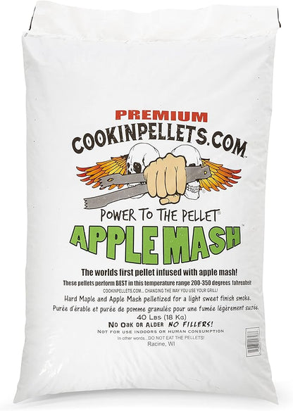 CookinPellets Black Cherry Smoker Smoking Hardwood Wood Pellets, 40 Pound Bag Bundle with CookinPellets Apple Mash Hard Maple Smoker Smoking Wood Pellets, 40 Pound Bag