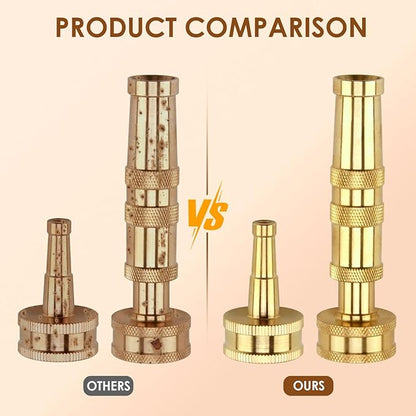Water Hose Sprayer Nozzle, Solid Brass Jet Sweeper Nozzles with Adjustable Twist, High Pressure Hose Nozzle Garden Hose Nozzle for Garden