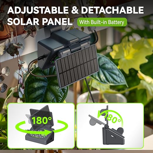 RAINPOINT Smart Automatic Watering System for 15 Potted Plants,Dual Powered, Local Control & Remote WiFi/App Control, Solar Drip Irrigation for Indoor,Balcony, Grow Tent, Low Water Auto-Shutoff