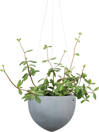 SCHEURICH Dark Stone Ceramic Hanging Pot – 7.1" Indoor Planter with Metal Chains - Waterproof & UV-Resistant - Stylish Modern Hanging Basket for Plants, Ferns & Succulents - Made in Germany - 0.4 gl