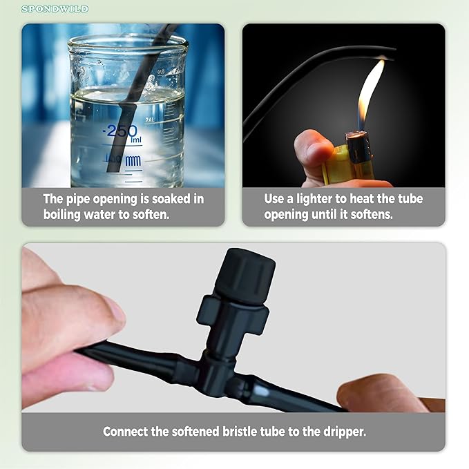 100 Ft 1/4 Inch Blank Distribution Tubing - UV Protected Flexible Black Drip Hose, Universal for Garden, Potted Plants and Veggie Beds, Fits Standard Drip Components