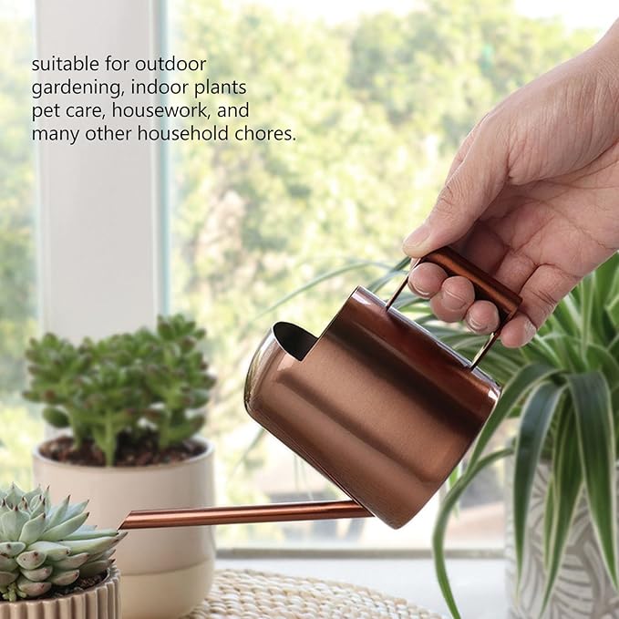 Watering Can 10oz/300ml Stainless Steel Long Spout Semi Open Powder Coated Flower Watering Pot for Garden Family Outdoor