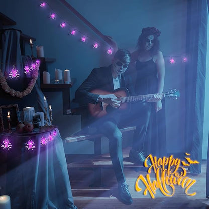 Oopswow Halloween Decor Spider String Lights, Solar String Light,2PACK 20ft 30 LED Outdoor Decorative Lights for Patio, Garden, Gate, Yard, Halloween Christmas Decoration (2Pack,Spider)