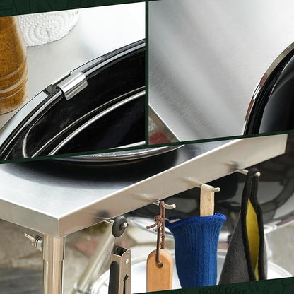 Stanbroil Stainless Steel Work Table Fits All Weber 18", 22" Charcoal Kettle Grills and Other Similar Size Charcoal Kettle Grills -Patent Pending