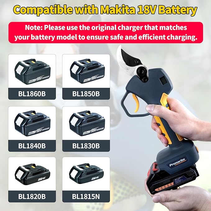 2-in-1 Cordless Electric Pruning Shears with Pole, 15Ft Reach, 1.6" Cutting Diameter Compatible with Makita 18V Battery Powered Tree Pruner with Brushless Motor for Efficient Branch Trimming