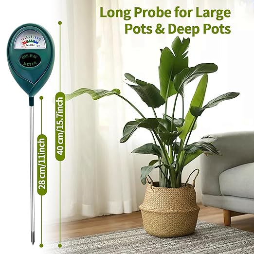 2 x Long Probe for Deep Use Soil Moisture Meter, Soil Moisture Meter, Hygrometer for Garden & Agriculture, Soil Tester, Soil Water Tester, No Batteries Required