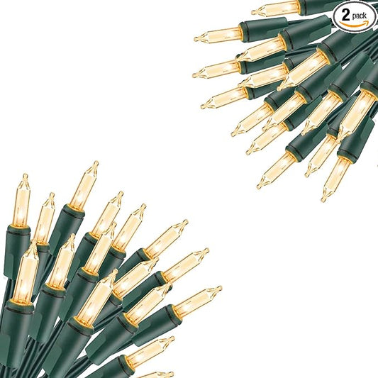 Vigdur 2 Pack 13ft 50 Clear Outdoor String Lights on Green Wire Cord, UL Approved for Indoor/Outside Use, Connectable 120V Clear Outdoor Lights for Xmas Patio Home Party Garden Decor(Green)