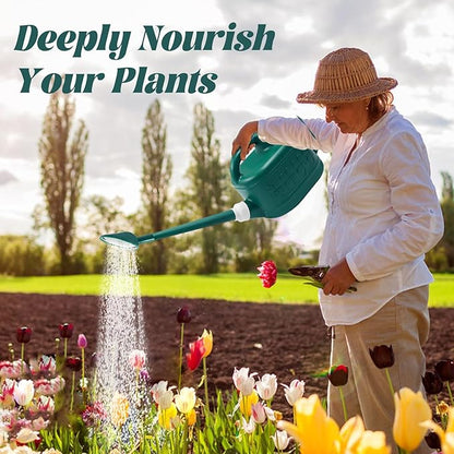 Watering Can for Indoor & Outdoor Plants, Plant Watering Can with Stainless Steel Shower Head, 1 Gallon Plastic Water Can for Garden, Flowers, Vegetable, Greenhouse (AlpineGreen)