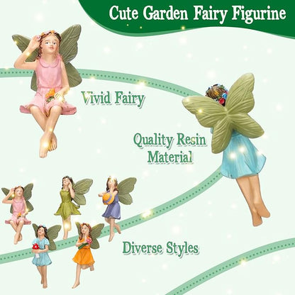 Unittype 19 Pcs Flower Fairy Accessories for Garden Outdoor Fairy Figurines Miniature Bridge Mushroom Lighthouse Water Well Pond Resin Garden Decorations Miniature Figurines for Craft