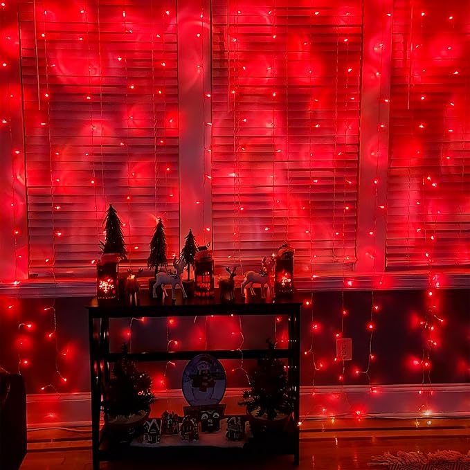 YEGUO 165ft 500 LED Christmas Lights Outdoor Waterproof, Red String Lights Indoor Plug in, 8 Modes Clear Wire Twinkle Lights or Christmas Tree