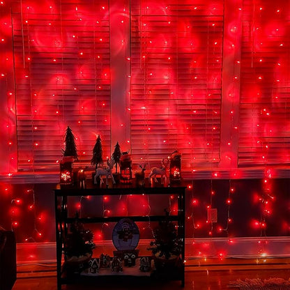 YEGUO 165ft 500 LED Christmas Lights Outdoor Waterproof, Red String Lights Indoor Plug in, 8 Modes Clear Wire Twinkle Lights or Christmas Tree