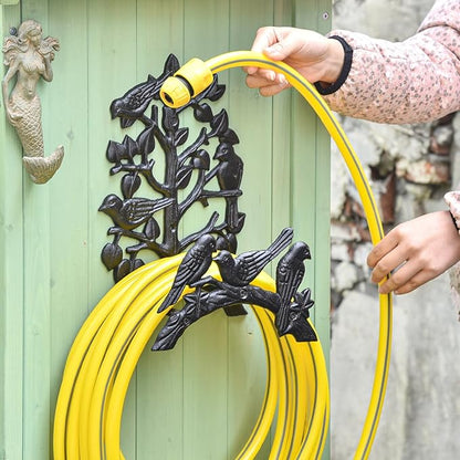 Sungmor Heavy Duty Cast Iron Garden Hose Holder - Wall Mounted Water Hanger - Retro Style Decorative Rack Reel - 50FT 75FT 100FT Bulter Storage - Indoor Outdoor Metal Stand