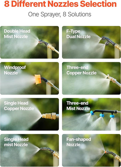 VEVOR Battery Powered Backpack Sprayer, Electric Back Pack Sprayer 4 Gallon, 2 Wands & 8 Nozzles, Adjustable 0-90 PSI, 4H Runtime, Portable Lawn & Garden Sprayers for Weeding, Spraying, Cleaning