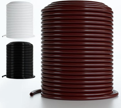 DBR Tech® 1/4 Drip Irrigation Tubing, 200 Feet, Flexible PVC Plastic Drip Irrigation Hose for Gardening, Misting, Hydroponics and DIY Landscape Garden Projects, Blank Distribution (200ft, Brown)