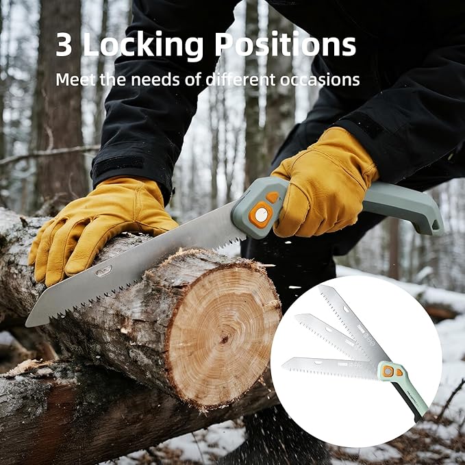 PrunePro Folding Saw Pruning Hand Saw for Wood Cutting with Triple-Cut SK5 Blade Camping Saw for Tree Trimming Gardening Work Foldable Saws