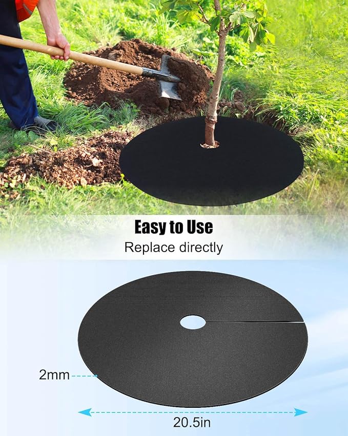 30PCS 20.5In Non-Woven Tree Mulch Ring Thickened Tree Protectors Mat, Reusable Tree Weed Barrier Mat, Landscaping Plant Cover, Round Anti Grass Gardening Fabric Cover