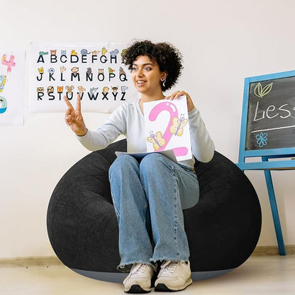 Realspring Inflatable Bean Bag Chairs Outdoor Blow up Camping Chairs Inflatable Lazy Sofa Folding Portable Bean Bag Loungers Couch for Movie Night(Black,2 Pcs)