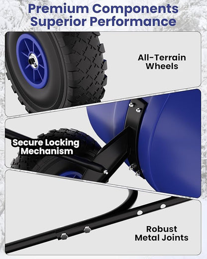 36” Snow Shovel for Driveway,Heavy Duty Wheeled Rolling Shovels 5 Position Angled Blade, Ergonomic Handle & Rubber Wheels for Efficient Snow Removal, Snow Plow for Doorway,Driveway and Sidewalks