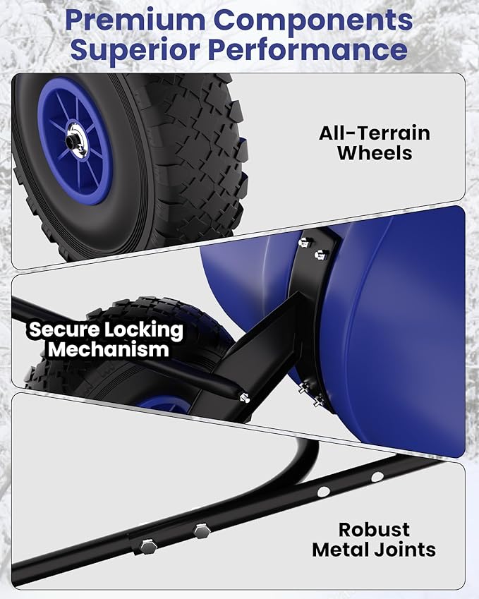 36” Snow Shovel for Driveway,Heavy Duty Wheeled Rolling Shovels 5 Position Angled Blade, Ergonomic Handle & Rubber Wheels for Efficient Snow Removal, Snow Plow for Doorway,Driveway and Sidewalks