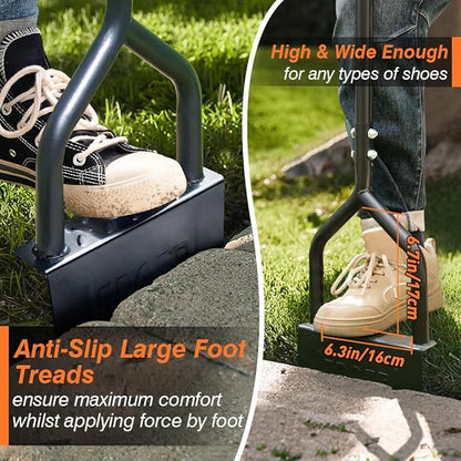 Colwelt Manual Edger Lawn Tool 40-inch, Half Moon Edger Chopper Lawn Tool with V-Shape Serrated Blade, Solid Steel Lawn Edger Tool with Soft T-Grip, Garden Edger for Sidewalk, Grass, Yard, Landscape