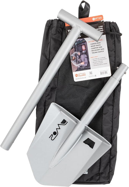DMOS Nomad Shovel - 2-Piece Collapsible Lightweight Aluminum Shovel for Camping, Overlanding, Survival, Military, Hunting, & Off-Road Use - Silver - Pro